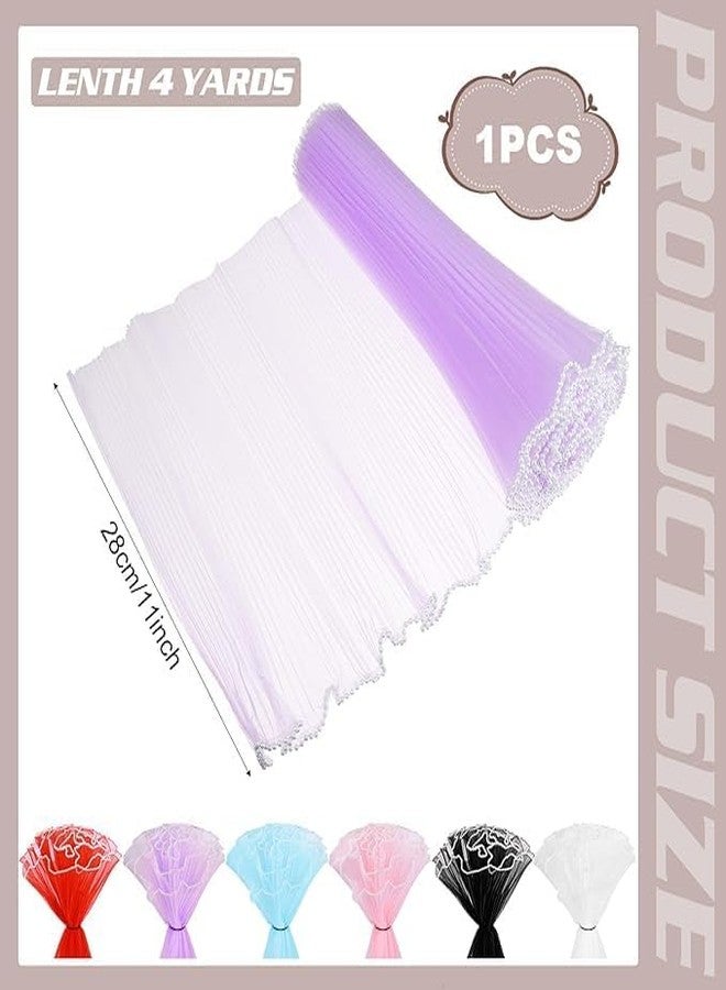 KTrading 4 Yards Floral Mesh Bouquet Wrapping Paper with Pearl Edge | Translucent Waterproof Flower Wrap for Gift Packaging, Weddings, Decorations & DIY Crafts (Pack of 3 White, Pink And Purple) - Image 3